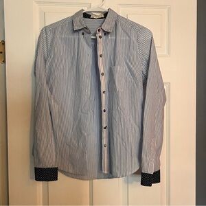 Anthropologie Edme & Esyllte Blue Striped Button Down‎ Shirt
